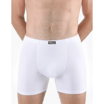 Boxerky Pánské boxerky s delší nohavičkou, delší nohavička, šité, jednobarevné Eco Bamboo 74159 - bílá - 58/60