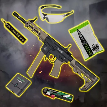 Airsoftová zbraň Specna Arms STARTER PACK set SA AR9 Light Ops (SA-FX01 FLEX™ HAL ETU™) - Černá / písková