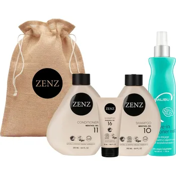 Kosmetická sada Dárková sada pro jemné a mastící se vlasy Zenz Menthol + kondicionér Malibu C zdarma + dárek zdarma