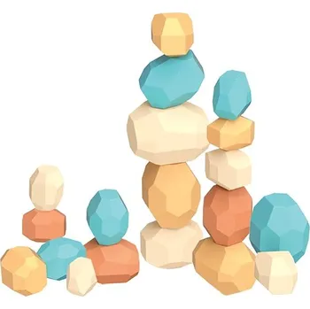 ostatní stavebnice Bavytoy Barevné dřevěné balanční kameny 20 ks