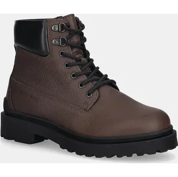Pánské tenisky Boty Tommy Jeans TJM LACE UP BOOT LEATHER EM0EM01629 hnědá 89X, EUR 44