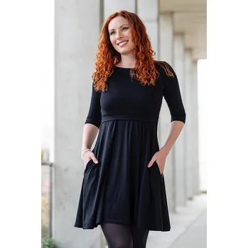 Dámské šaty Krásná mamka Kojicí šaty s kapsami Amalie modal black Velikost: L