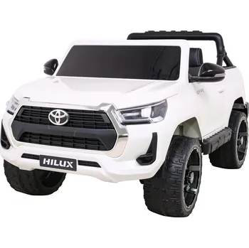 Dětské elektrovozidlo Toyota Hilux baterie pro děti Bílá + pohon 4x4 + dálkové ovládání + 2 nosiče zavazadel + rádio MP3 + LED dioda