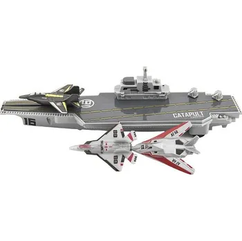 autíčko Teddies Letadlová loď 24cm + stíhačky 3 ks plast v krabici 29x22x7cm