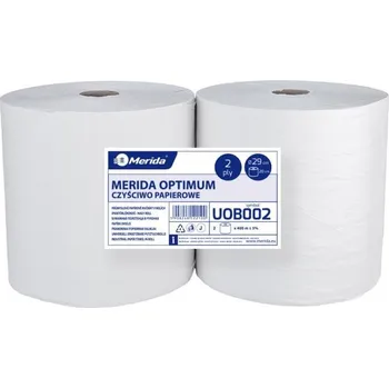 Papírový ručník průmyslové utěrky, bílé, dvouvrstvé, z recyklovaného papíru, 400 m 2 ks