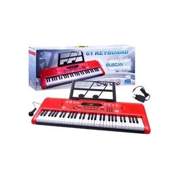 Hudební nástroj pro děti Varhany s mikrofonem 61 kláves IN0132 Červená