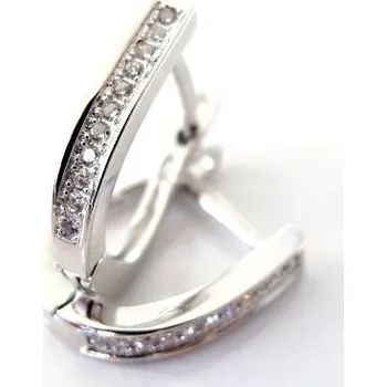 Náušnice Stříbrné náušnice s čirými zirkony 15mm 2,90g Rhodium Stříbro 925/1000