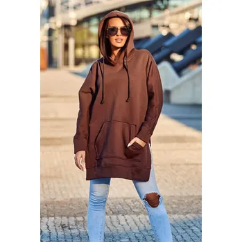 Dámská mikina Zateplená mikina s bočními rozparky hnědý UNI