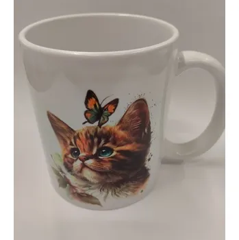 Hrnek s motivem objem 330 ml - Kotě s motýlem - č.1