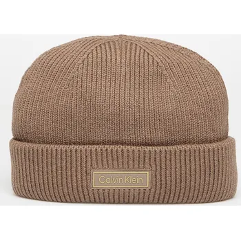 Čepice Čepice Calvin Klein Patch Chunky Rib Doc Hat Brown Universal