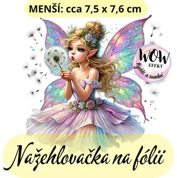 Nažehlovačky na fólii Nažehlovačka na fólii, VÍLA foukající pampelišku, 1 kus Zvolte VELIKOST motivu ZDE:: Menší