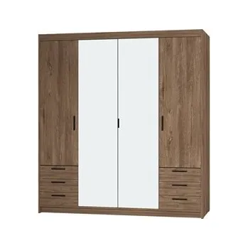 Šatní skříň EVERLY 2D2L6S - skříň se zrcadly a 6 šuplíky BEZ NÁDSTAVCE Dub lefkas (ELENA DL04 6S =4BALÍKY) "LP" (K150)