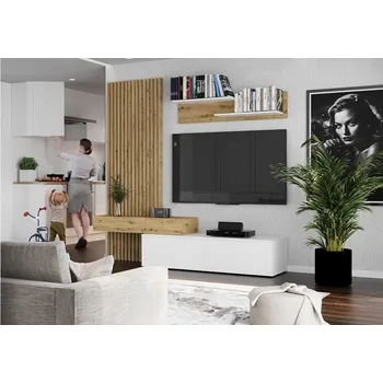 Pohovka ROSALINDA byt. stěna lamino bílá/dub artisan - včetně lamel (REBECA - 3 balíky)(UG) (K150) NOVINKA