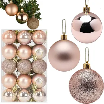 Vánoční ozdoba VERK GROUP 30dílná sada zlatých vánočních ozdob s třpytkami