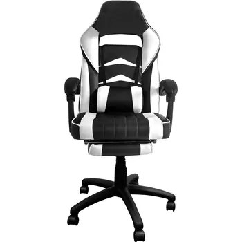 Aga Kancelářská židle Černo - Bílá s opěrkou pro nohy