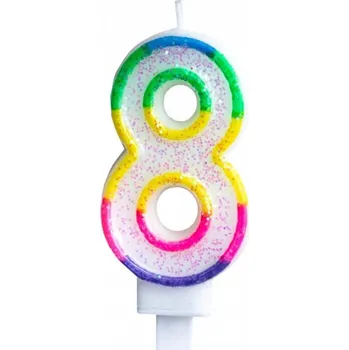 Dortová svíčka Dortová svíčka 8 třpytivá s duhovým okrajem