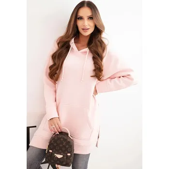Dámská mikina Zateplená mikina s rozparky na bocích pudrově růžová UNI