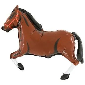 Balónek MINI Dostihový kůň - tm. hnědý 14"/35cm fóliový balónek nafukovací