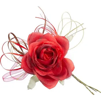 Vánoční dekorace Vánoce Květ růže, červená, stonek, 1bal. = 6ks, cena za 1ks