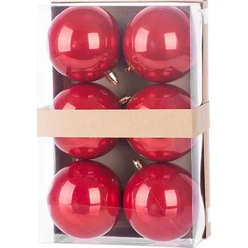 Vánoční ozdoba Baňky MagicHome červené, 8cm, 6ks