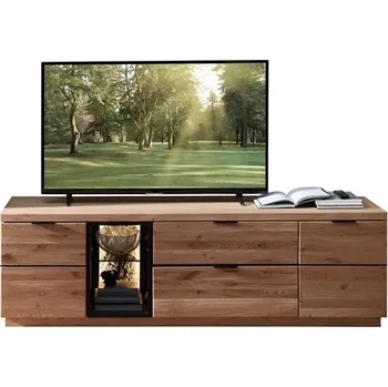 Televizní stolek NEAPOL 31 - TV STOLEK 2D1W1K dub bianco olejovaný kartáčovaný/kůra korkové dřevo - smontovaný nábytek (NAPOLI) (SZ) (K150-Z) NOVINKA