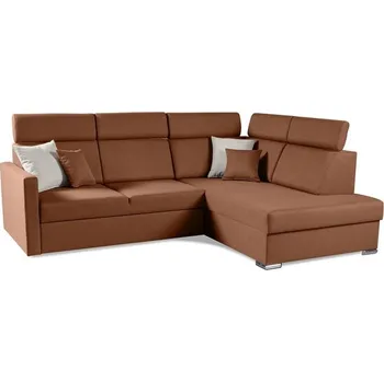 Sedací souprava SANTORINI XL - PRAVÁ rohová sedací souprava - látka taracotta WIND 56 / polštářky WIND 05 bílá káva (SLIM XL) kolekce "MP" (K250) NOVINKA