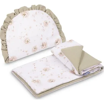 Dětská deka Sensillo 2D sada do kočárku, postýlky, kolébky, mušelín, bavlna, Pampeliška, béžová