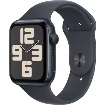 Chytré hodinky Apple Watch SE GPS, 44 mm, hliníkový pouzdro v barvě noc s sportovním páskem - velikost S/M