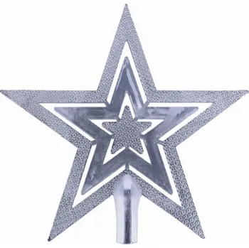Vánoční ozdoba Stříbrná hvězda na vánoční stromeček k zavěšení na špičku