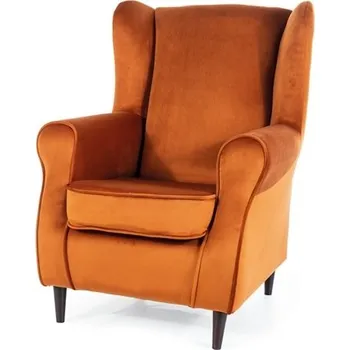 Křeslo BURBON VELVET - křeslo ušák - látka skořicová - BLUVEL 4215/wenge, (S) (BARONV4215=1BALÍK) (K150) NOVINKA