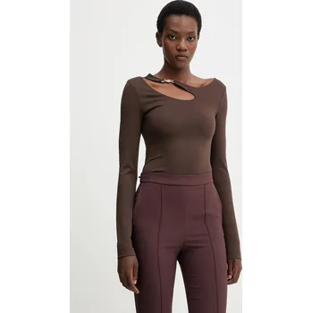 Dámská halenka Halenka Guess ELEANOR dámská, hnědá barva, s aplikací, W5BP18 KC7M2 W5BP18.KC7M2 89X, vel. XXL