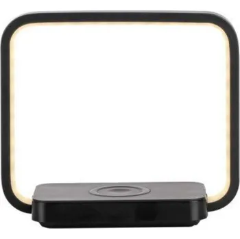 Lampička JUST LIGHT LED stolní lampa černá, bezdrátové nabíjení telefonu, dotykový vypínač, stmívatelné 3000K