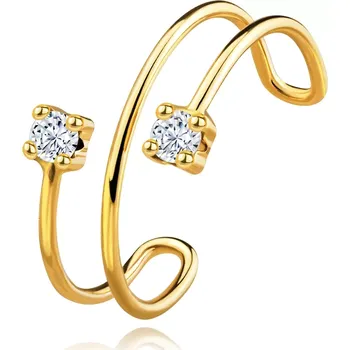 Piercing Piercing do ucha ze žlutého 14K zlata - otevřený kruh s čirými zirkony