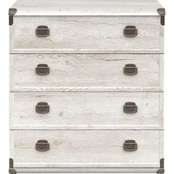 Komoda INDIANA II NEW - Komoda JKOM 4S/80, lamino borovice bílá (MONTANA 011JKOM 4S/80 - 3 BALÍKY )(UG) (K150) NOVINKA