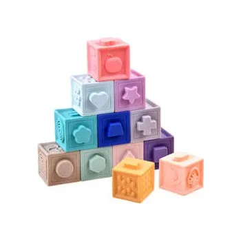 Hračka pro nejmenší Měkké senzorické kostky 12 ks ZA3928