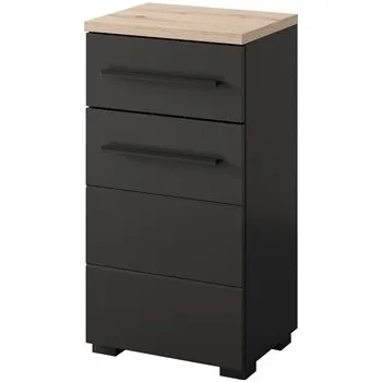 Komoda SHEFIELD 45 - Skříňka dolní 1D1S, lamino ČERNÁ MAT/DUB ARTISAN (SZ) (SWING 45=1BALÍK) (K150-E) NOVINKA