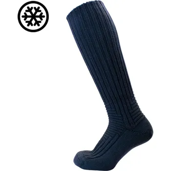 Pánské ponožky KNITVA Vysoké vlněné termo ponožky bez lemu, 60 % vlny KOMFORT TERMO modré modrá tmavá 47