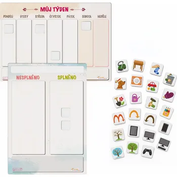 Dřevěná hračka Učení s nápadem Učení s nápadem Týdenní magnetický kalendář, to-do tabulka + sada magnetek