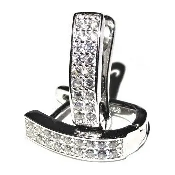 Náušnice Stříbrné náušnice dvojřadé se zirkony 16mm 3,75g Rhodium Stříbro 925/1000