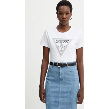 Dámské tričko Bavlněné tričko Guess dámské, bílá barva, W5BI18 I3Z14 W5BI18.I3Z14 00X, vel. XXL