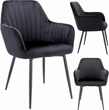 Jídelní židle Černá sametová čalouněná židle CORA