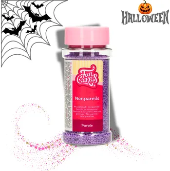 Fialový máček - sladké mini perličky, matné 80g Pro závěrečné Halloween dekorování