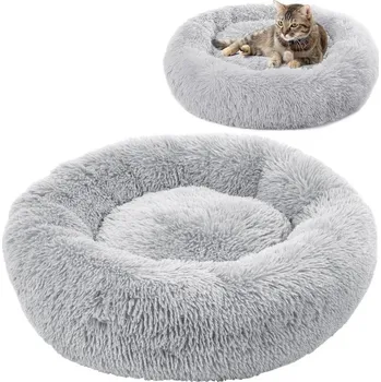 Pelíšek pro psa Plyšový kulatý pelíšek, šedý - 60x60