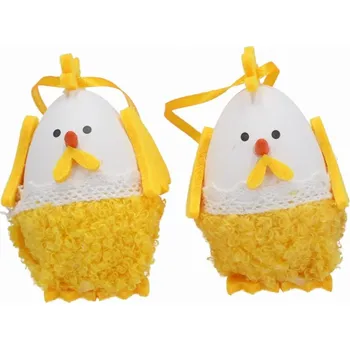 Velikonoční dekorace Látkový kuřátko ve tvaru vajíčka