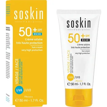 Opalování Ochranný krém pro suchou a citlivou pleť SPF 50+ (Sun Care) Soskin Paris - 50 ml + záruka na vrácení do 100 dnů