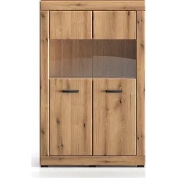 Knihovna DAKAR 03 - Vitrína 2D,lamino Dub pobřežní/dveře a lišty MDF (ML) (DORA03=2BALÍKY) (K150-E) NOVINKA