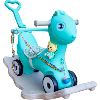 Houpací kůň Aga4Kids Plastový houpací koník 2v1 DS3803 Modrý