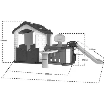 Dětský domeček Velký dům s vestibulem 5v1 Modrá střecha
