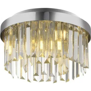 JUST LIGHT Křišťálové stropní svítidlo KULUNKER, chrom 30cm průměr