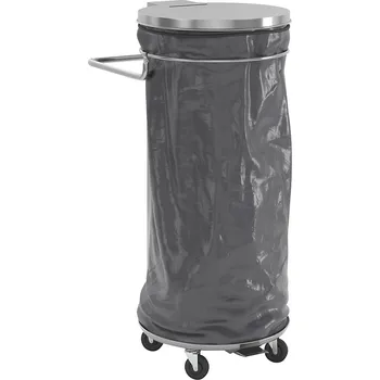 Odpadkový koš Stojan pro pytle na odpad s pedálem, z ušlechtilé oceli VAR